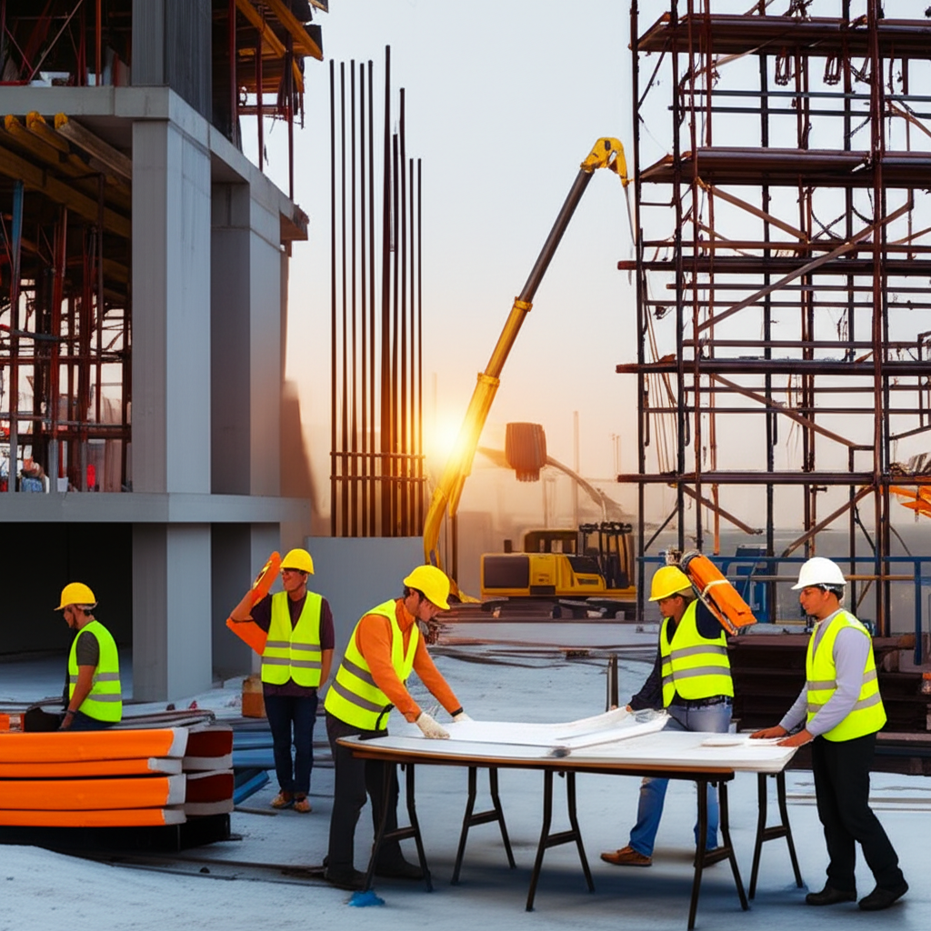 Construction workers on site