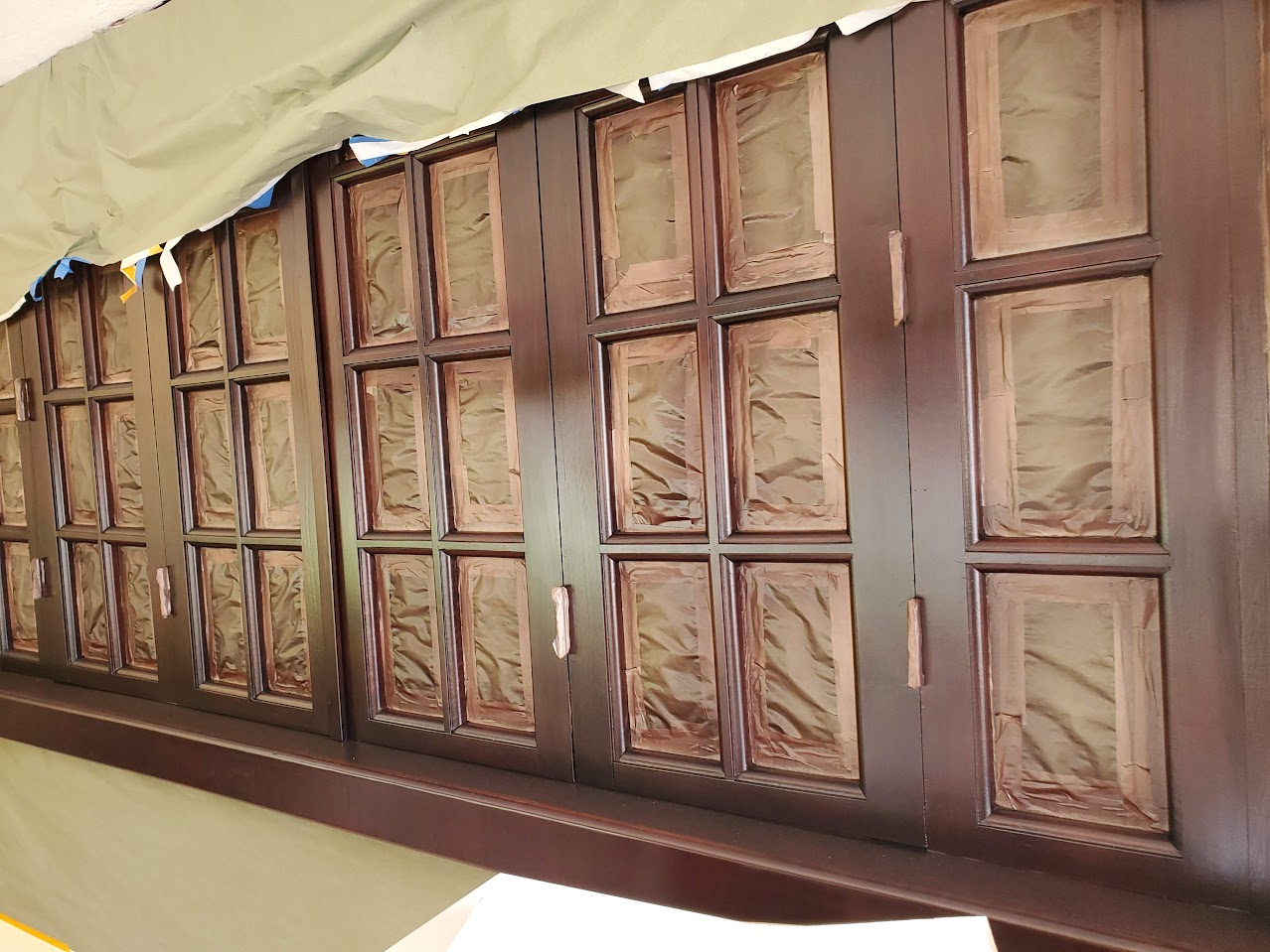 Custom wooden cabinets installation